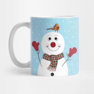 RED Mittens Snowman Christmas Mug